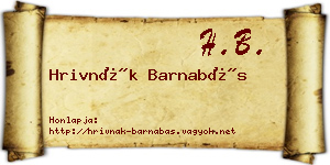 Hrivnák Barnabás névjegykártya